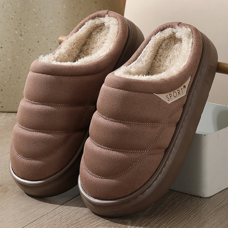 Fashion Solid Plush Slipper Winter Warm Indoor For Couple Thick-soled For Unisex